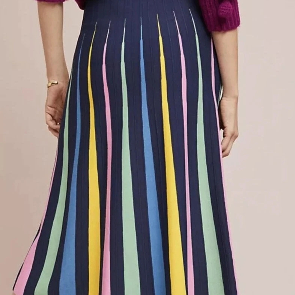 Anthropologie Navy Multicolor A-Line Skirt